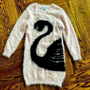 Little Marc Jacobs Pink Sweater Dress with Black Swan - Sz 6